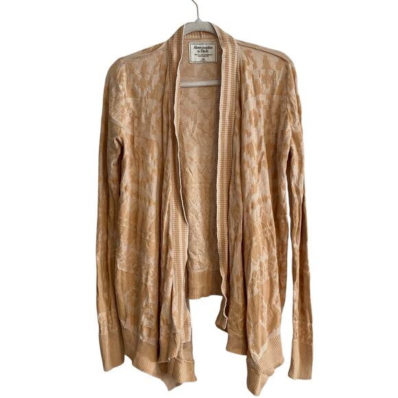 Y2K Abercrombie Fitch Gold Aztec Tribal Cotton Asymmetrical Cardigan Size Medium - Picture 1 of 16
